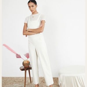 Nanushka Frank Vegan Leather Dungarees- Creme Croc Pattern. New with tags. Small